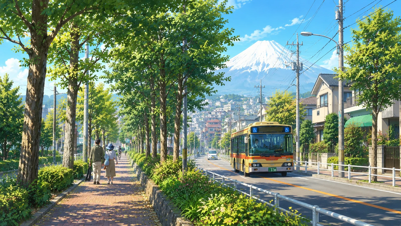 Katsuradaiの緑豊かな並木道