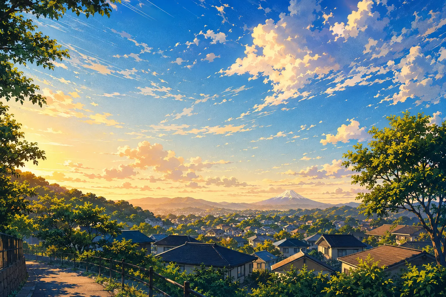 湘南桂台の丘から望む富士山をイメージしたイラスト